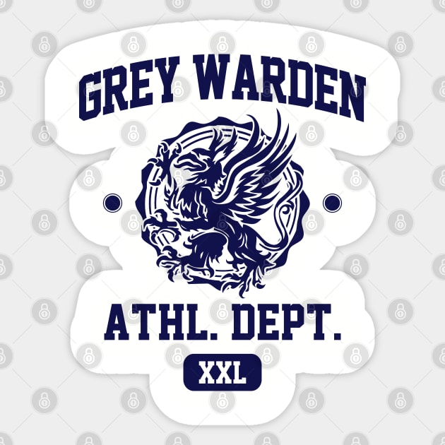 Grey Warden Athletic Department | Dragon Age | Navy Sticker by threadbaregaming